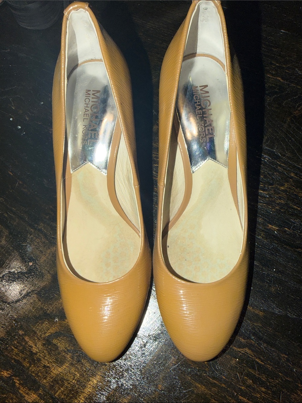 MICHAEL Michael Kors Cognac Tan Leather Round-Toe Heels